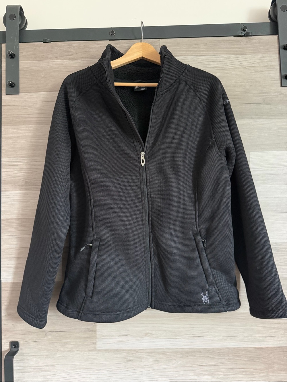 Spyder Women's Black Full Zip Waffle Knit Sherpa Fleece Lined
Jacket  XL NWOT